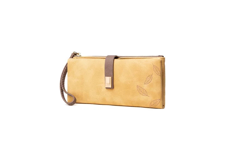 Leaf Pattern Wallet Clutch – Zip Organizer Wallet for Women