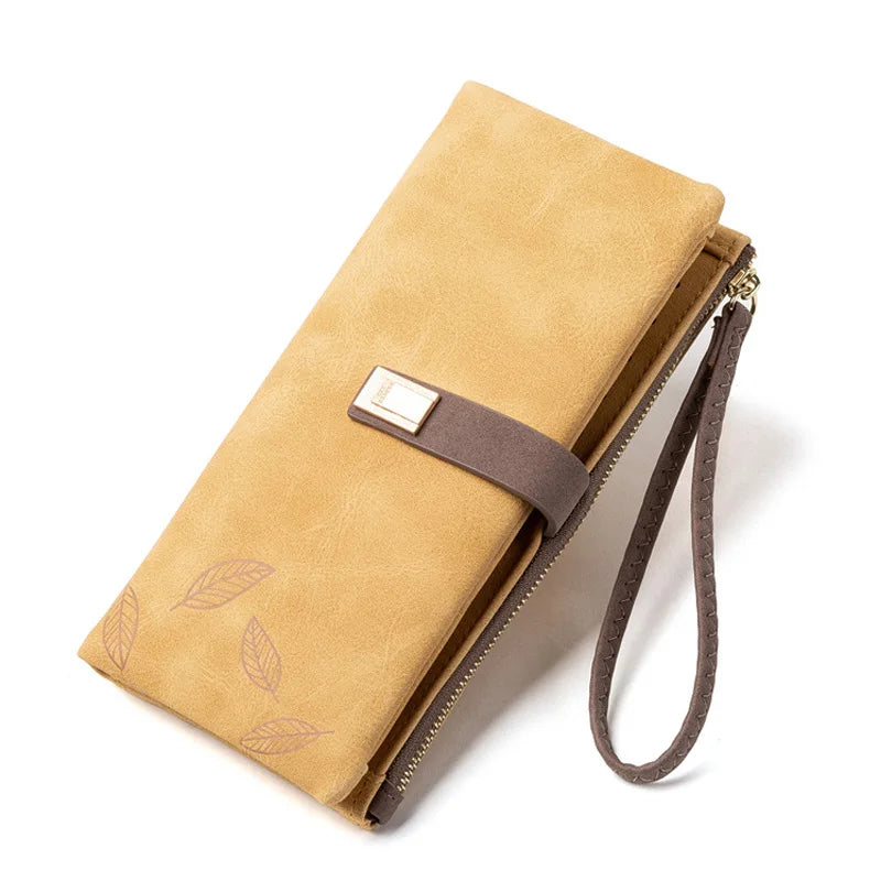 Leaf Pattern Wallet Clutch – Zip Organizer Wallet for Women