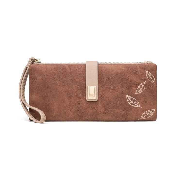 Leaf Pattern Wallet Clutch – Zip Organizer Wallet for Women