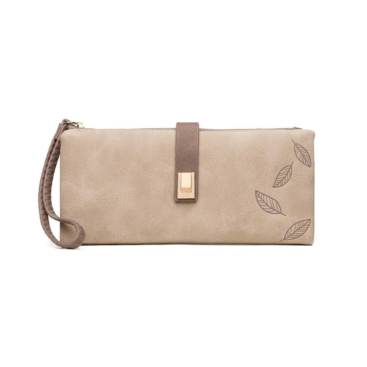 Leaf Pattern Wallet Clutch – Zip Organizer Wallet for Women