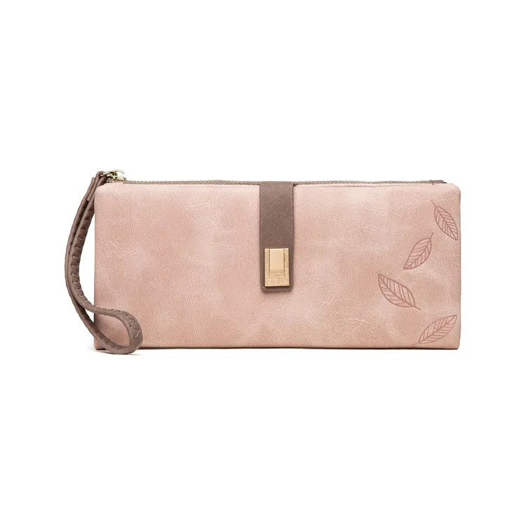 Leaf Pattern Wallet Clutch – Zip Organizer Wallet for Women