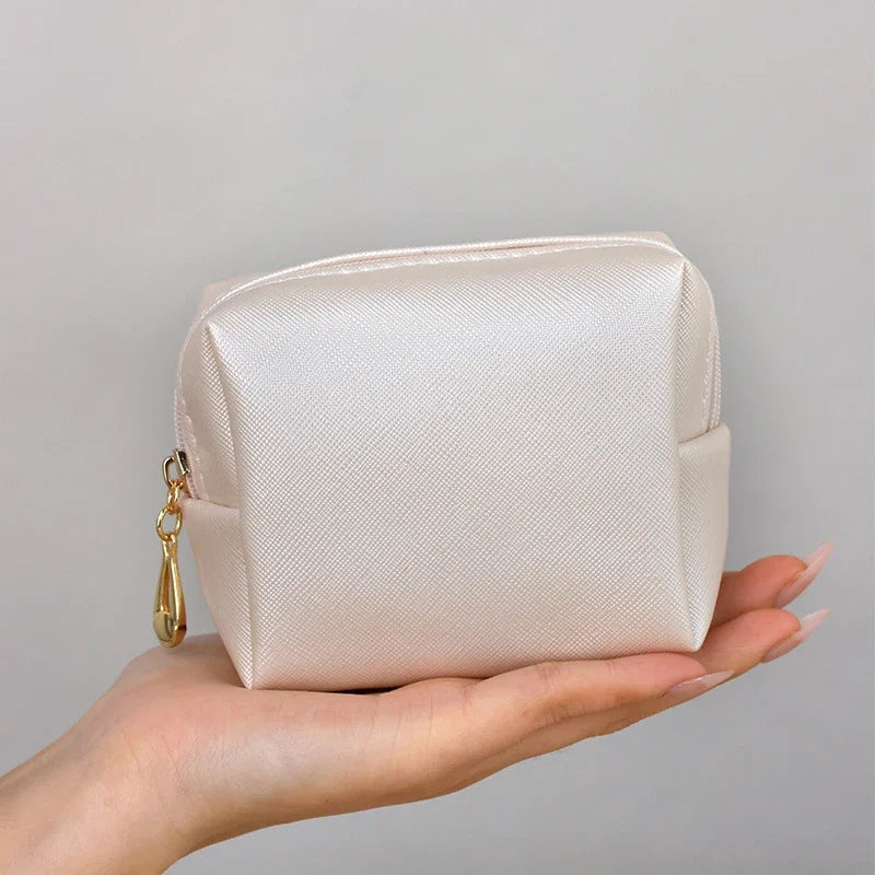 Mini PU Leather Makeup Bag – Compact Cosmetic Pouch for Purse & Travel