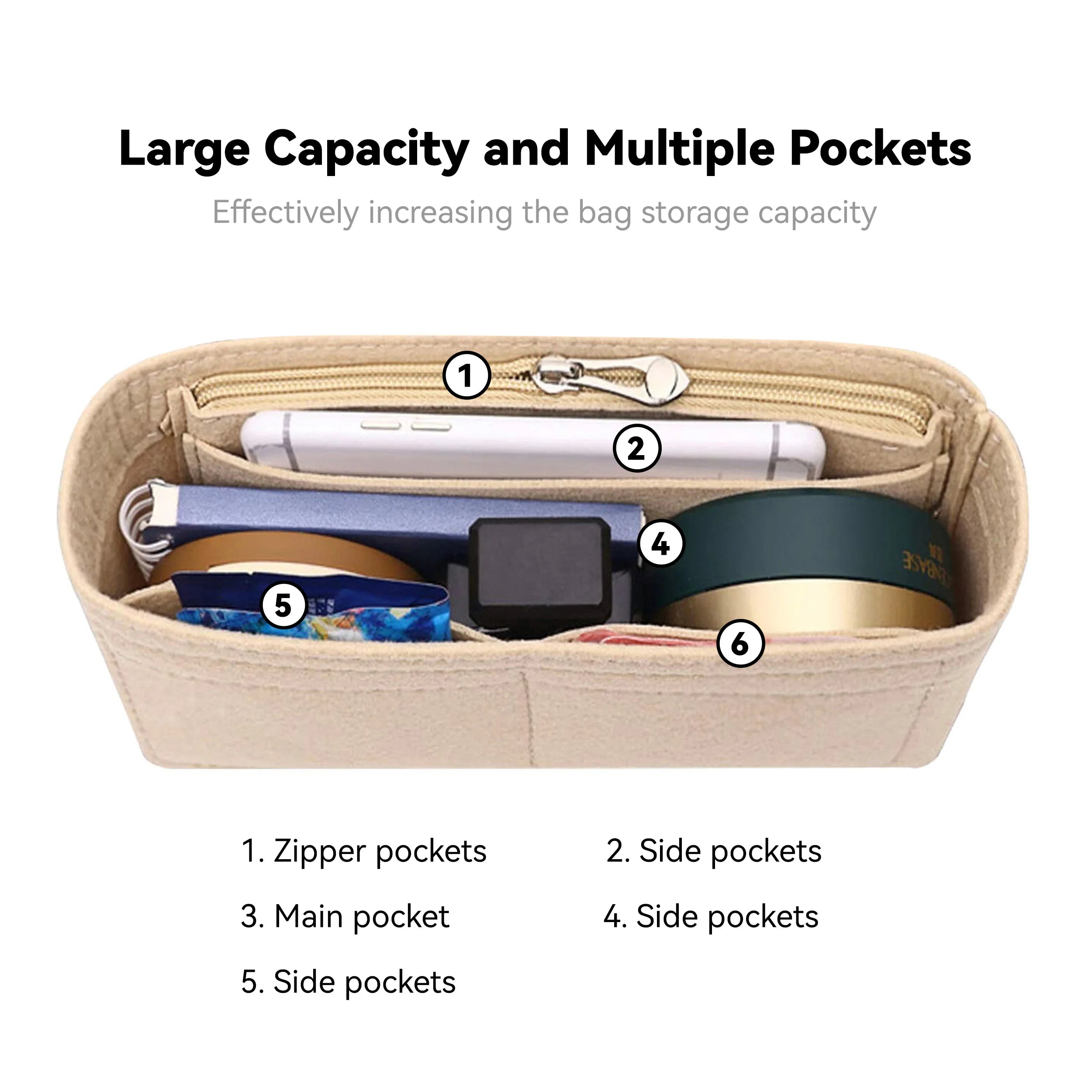 Felt Purse Organizer Insert – Handbag Organizer for Totes & Bags | Status Bags