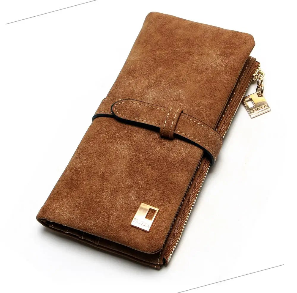 Vintage Nubuck Leather Wallet Clutch – Multi-Card Organizer & Travel Wallet