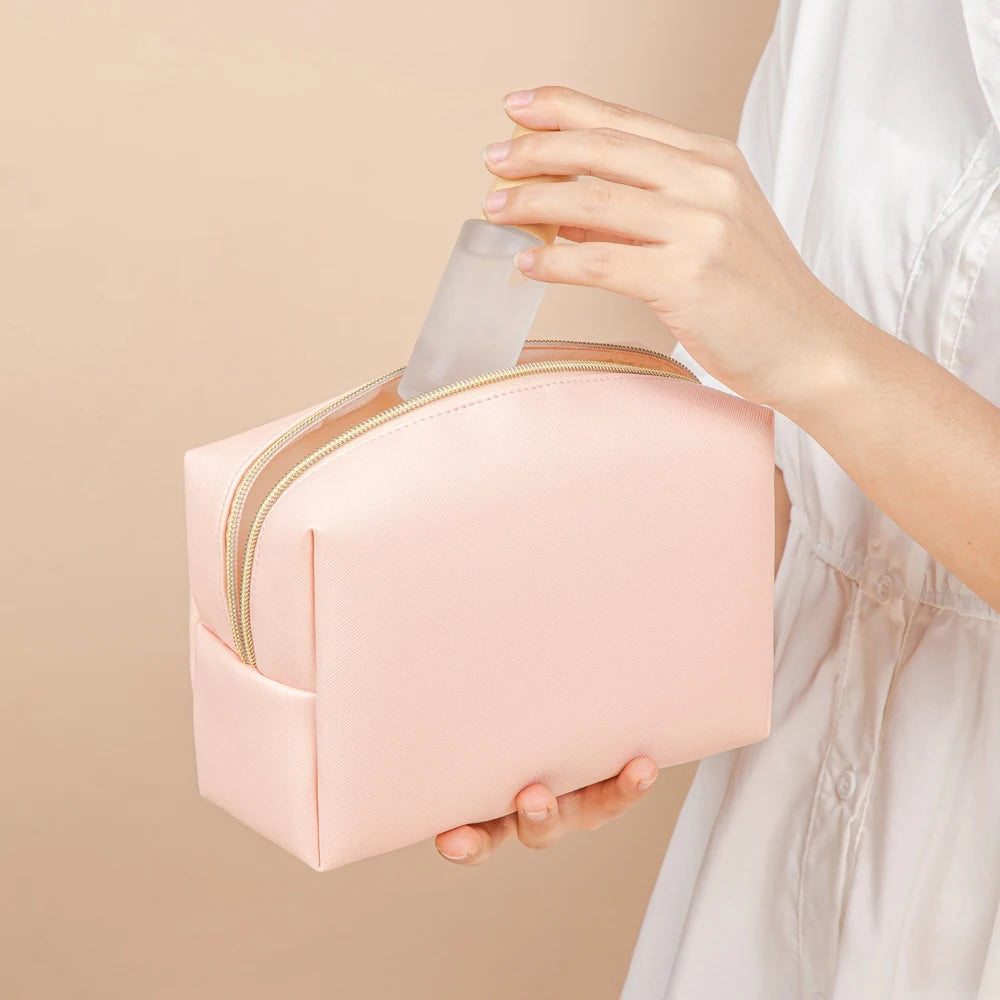 PU Leather Waterproof Makeup Bag – Travel Cosmetic Organizer for Everyday Use