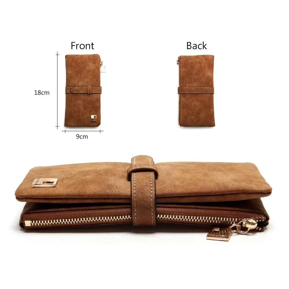 Vintage Nubuck Leather Wallet Clutch – Multi-Card Organizer & Travel Wallet