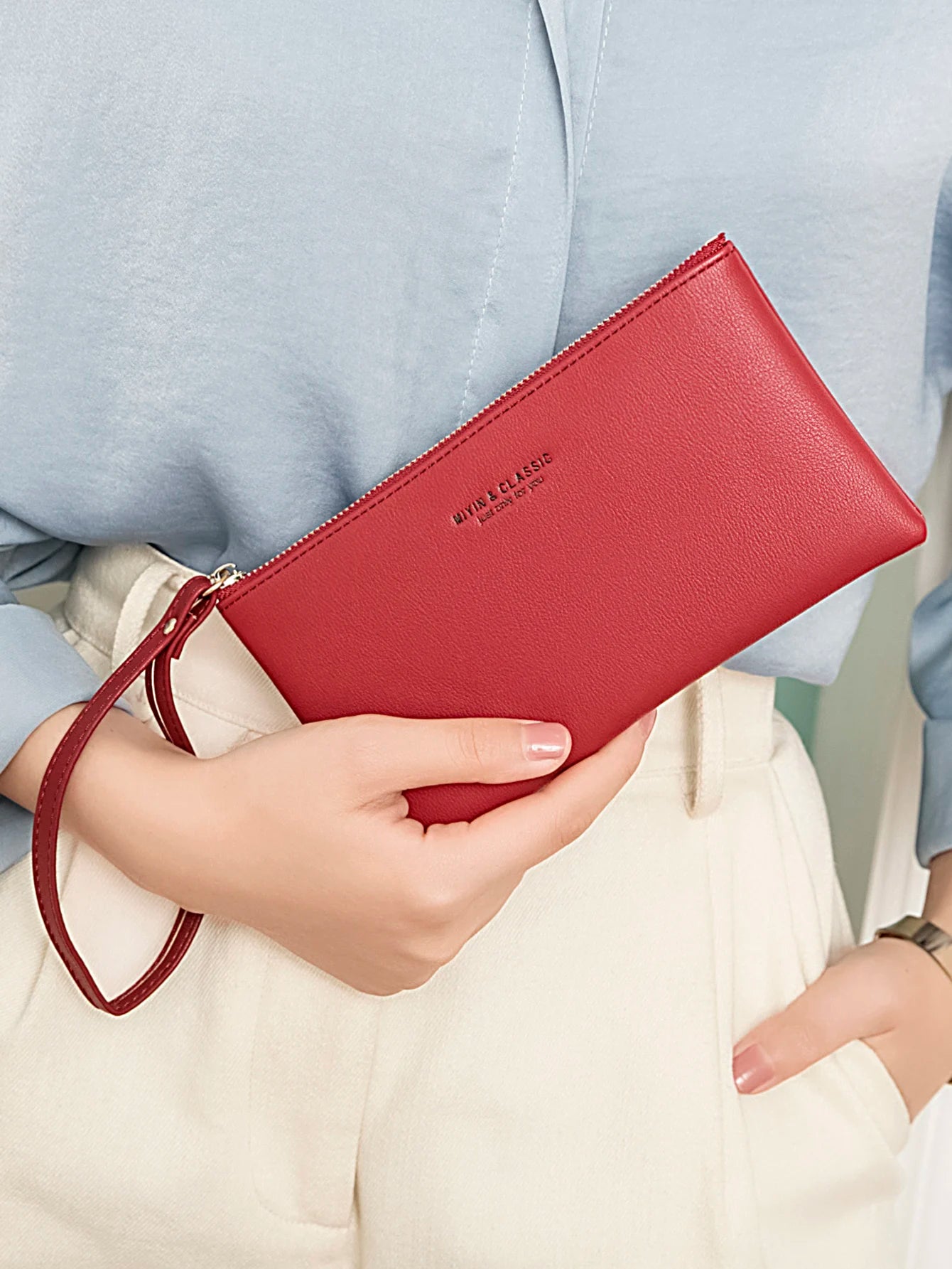 Customizable Ultra-Thin Long Wallet for Women – Minimalist Zip Wallet | Status Bags