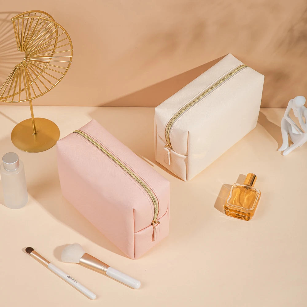PU Leather Waterproof Makeup Bag – Travel Cosmetic Organizer for Everyday Use