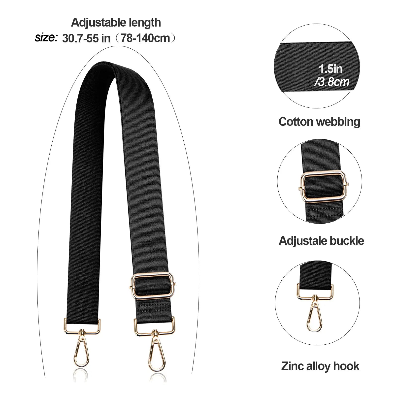 Wide Guitar-Style Bag Strap – Adjustable Crossbody & Shoulder Strap for Handbags