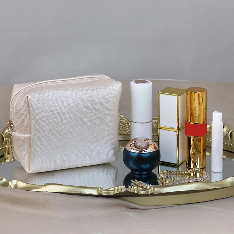 Mini PU Leather Makeup Bag – Compact Cosmetic Pouch for Purse & Travel