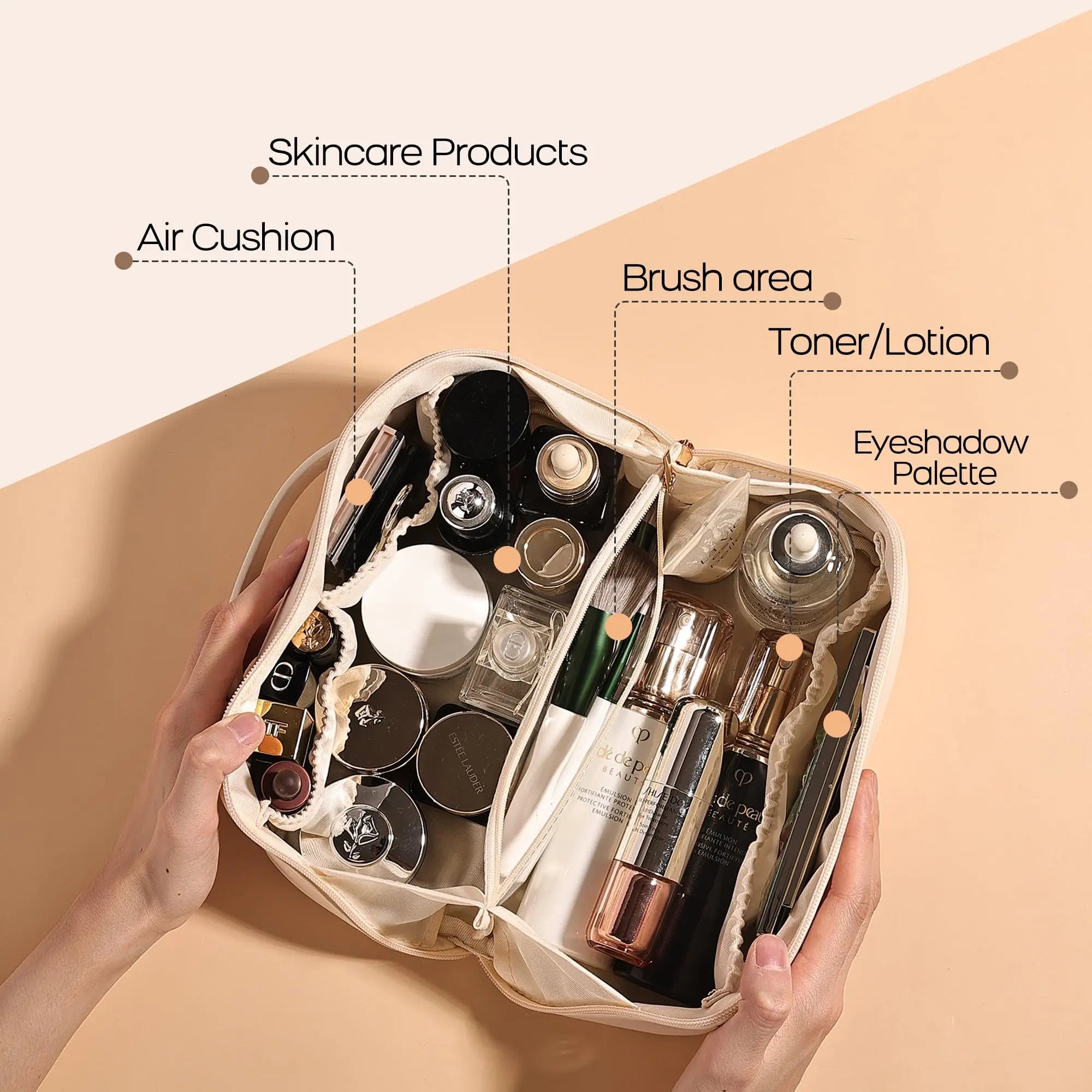 PU Leather Makeup Bag – Large Travel Cosmetic & Toiletry Organizer