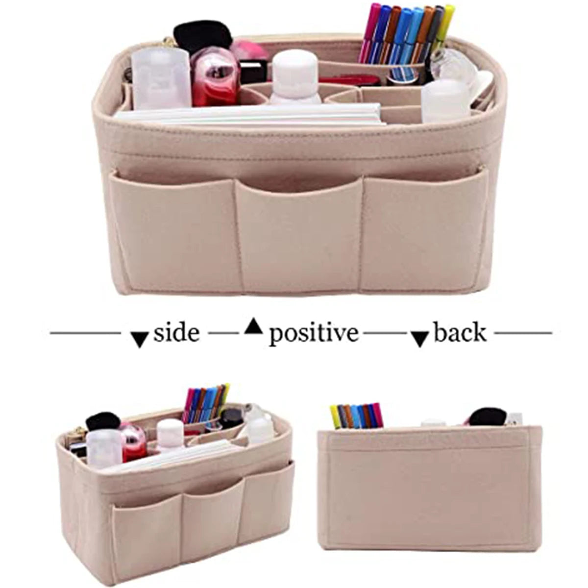 Felt Handbag Organizer Insert – 13 Pocket Purse Organizer with Detachable Wallet