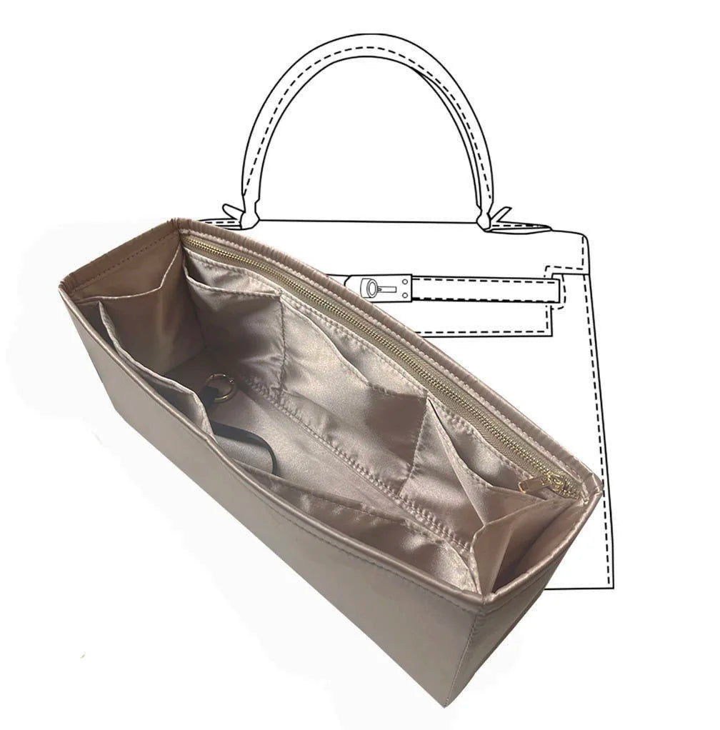 Silk Purse Organizer Insert for Kelly 25 28 32 35 40 – Luxury Handbag Liner with 6 Pockets | 20 Colors