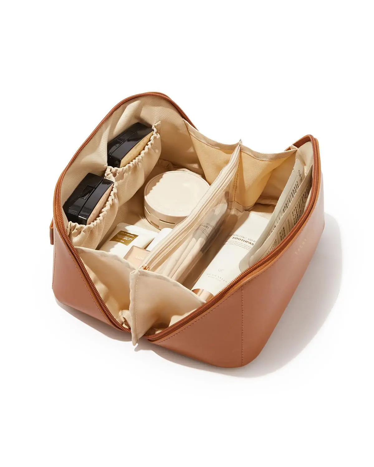 PU Leather Makeup Bag – Large Travel Cosmetic & Toiletry Organizer