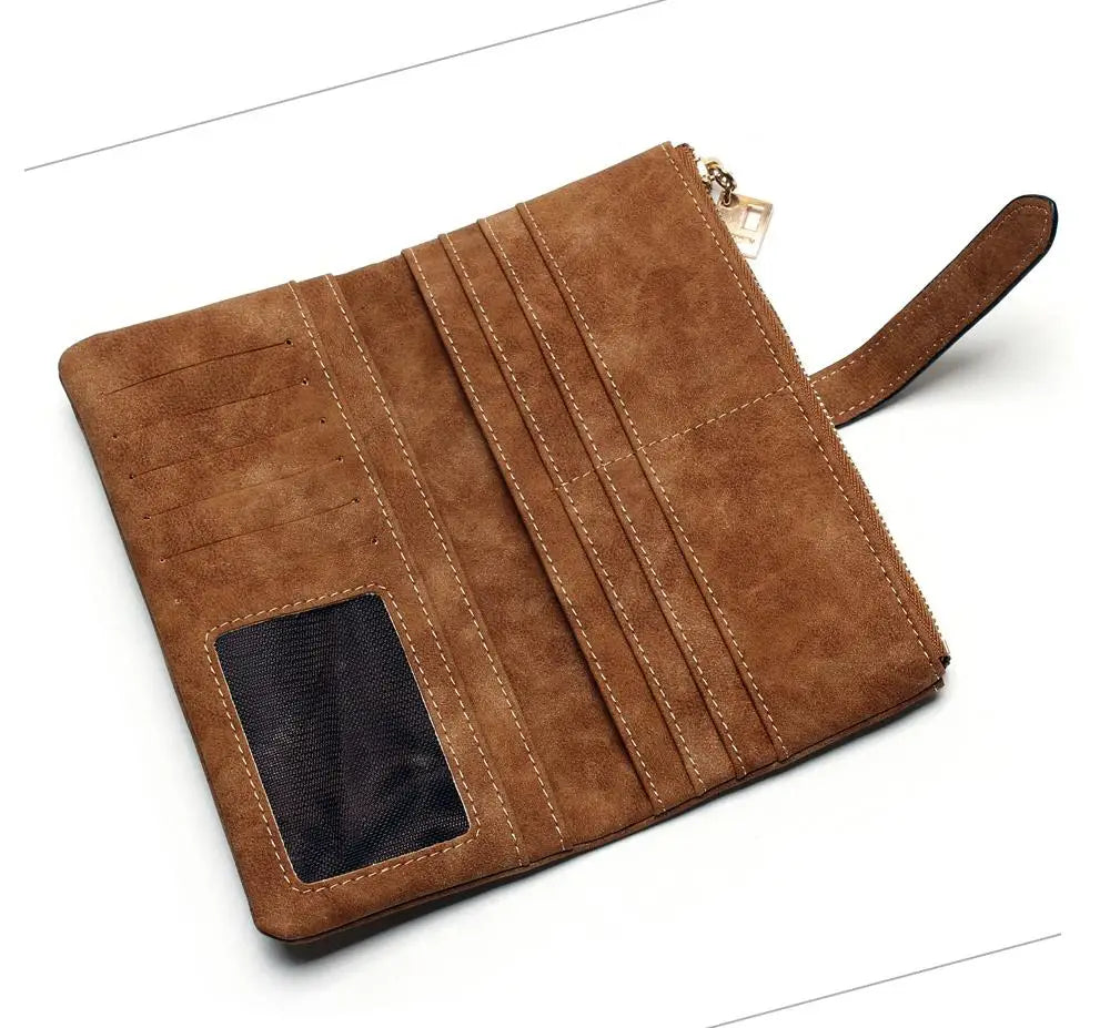 Vintage Nubuck Leather Wallet Clutch – Multi-Card Organizer & Travel Wallet