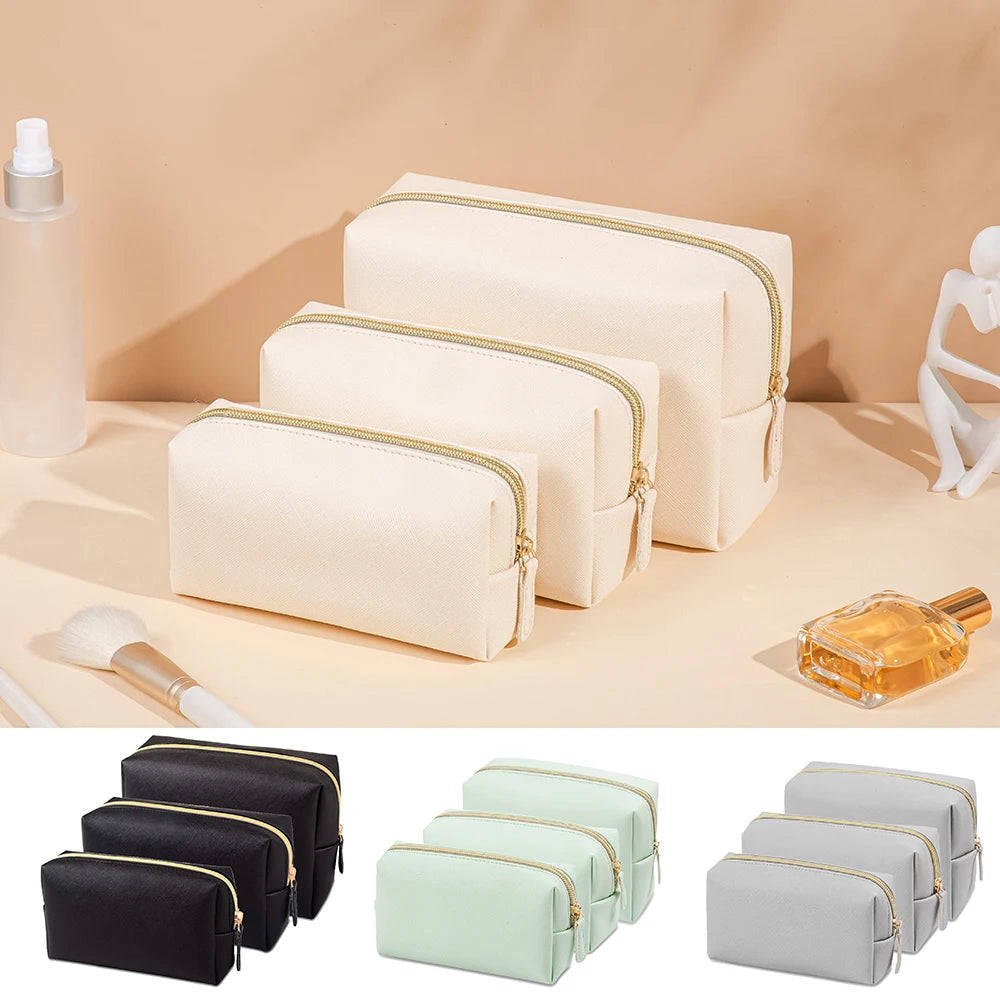 PU Leather Waterproof Makeup Bag – Travel Cosmetic Organizer for Everyday Use