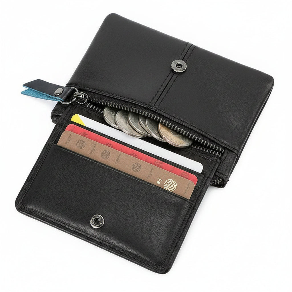 Genuine Leather Card Holder & Coin Wallet – Slim Minimal Wallet