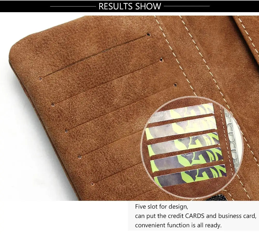 Vintage Nubuck Leather Wallet Clutch – Multi-Card Organizer & Travel Wallet