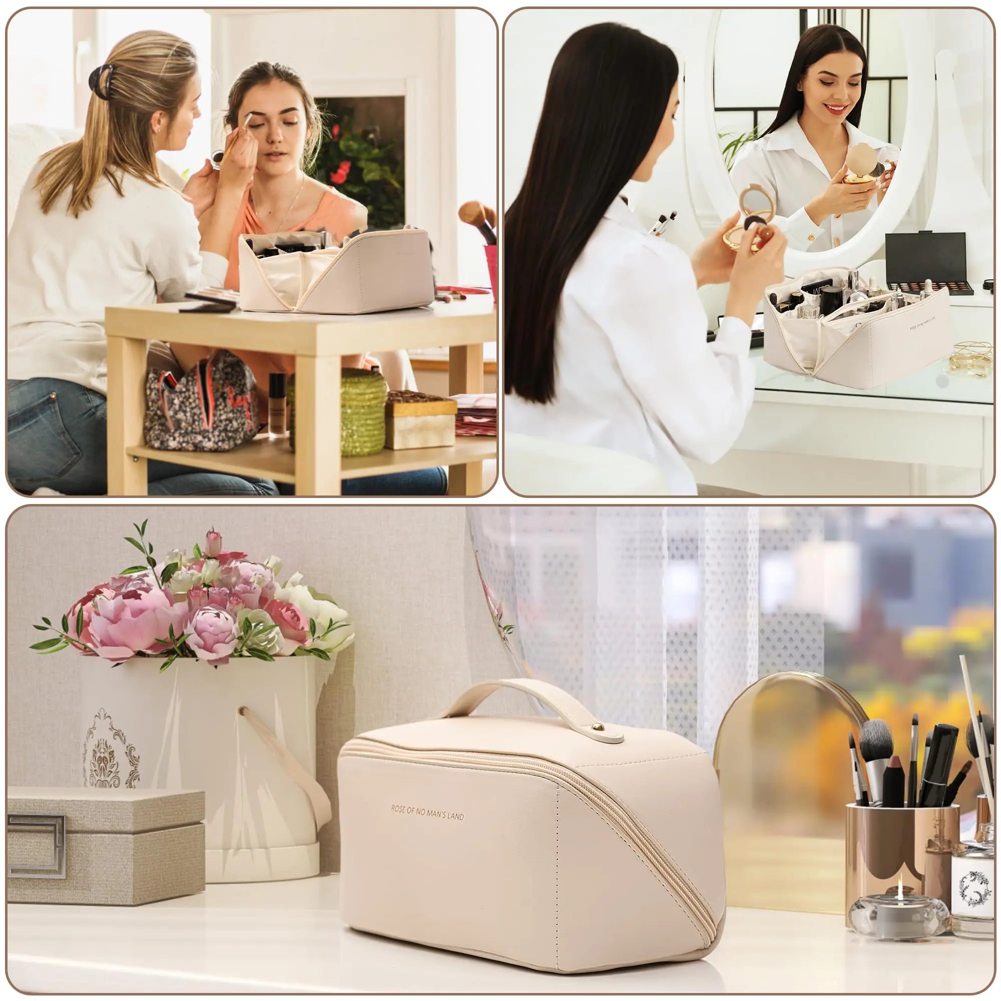 PU Leather Makeup Bag – Large Travel Cosmetic & Toiletry Organizer