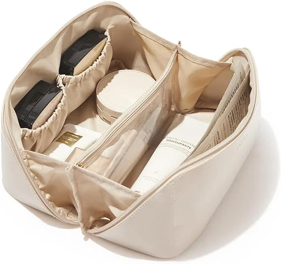 PU Leather Makeup Bag – Large Travel Cosmetic & Toiletry Organizer