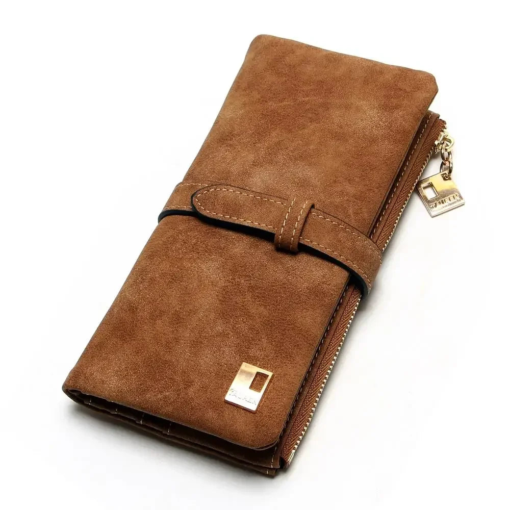 Vintage Nubuck Leather Wallet Clutch – Multi-Card Organizer & Travel Wallet