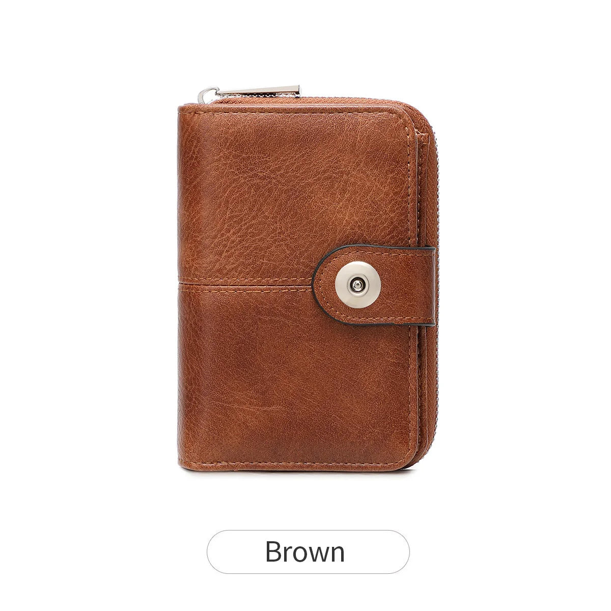 Vintage RFID Blocking Wallet – Short Zip Wallet with Card Slots for Women