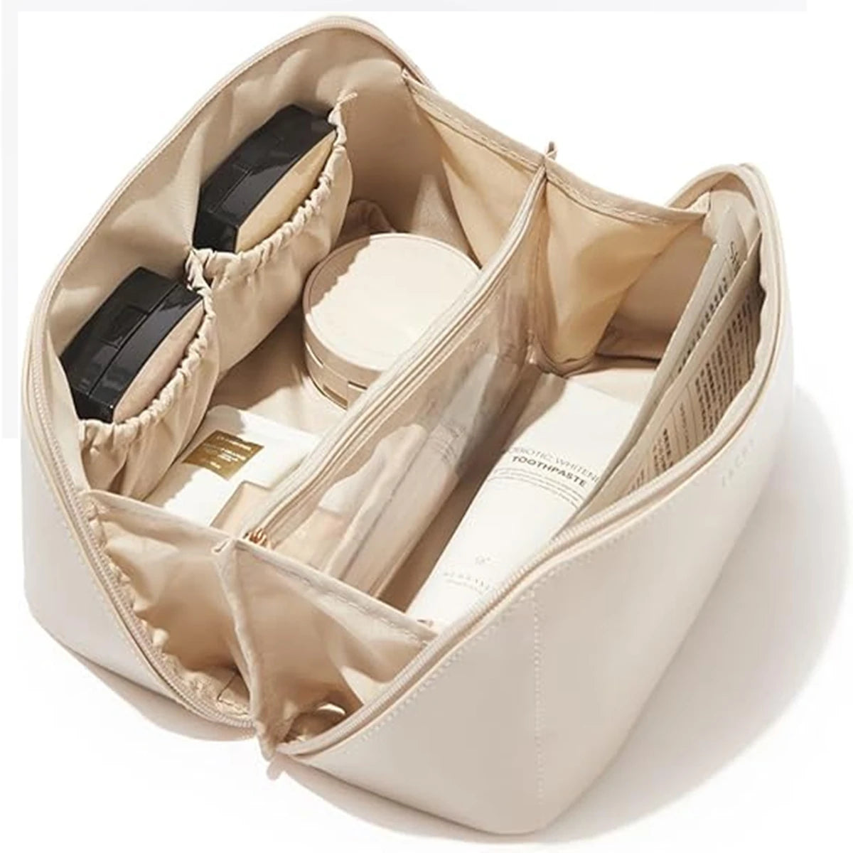 PU Leather Makeup Bag – Large Travel Cosmetic & Toiletry Organizer