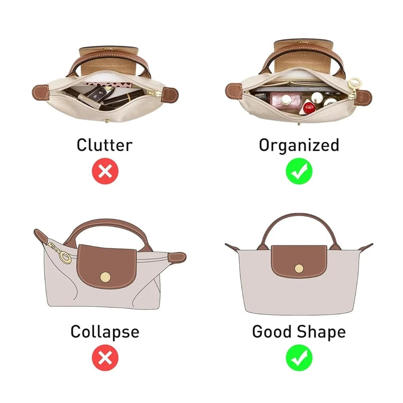 Mini Bag Organizer Insert – Structured Liner for Small Totes & Longchamp