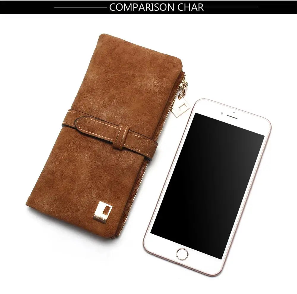 Vintage Nubuck Leather Wallet Clutch – Multi-Card Organizer & Travel Wallet