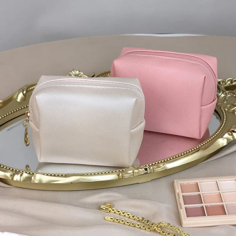 Mini PU Leather Makeup Bag – Compact Cosmetic Pouch for Purse & Travel