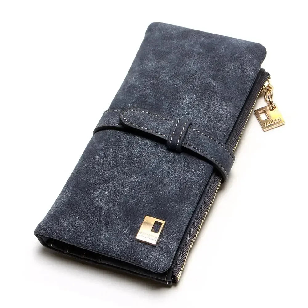 Vintage Nubuck Leather Wallet Clutch – Multi-Card Organizer & Travel Wallet