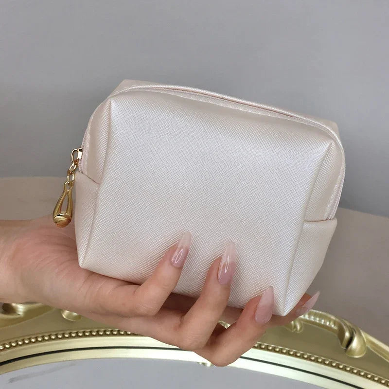 Mini PU Leather Makeup Bag – Compact Cosmetic Pouch for Purse & Travel