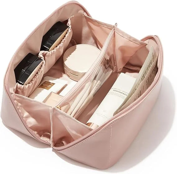 PU Leather Makeup Bag – Large Travel Cosmetic & Toiletry Organizer