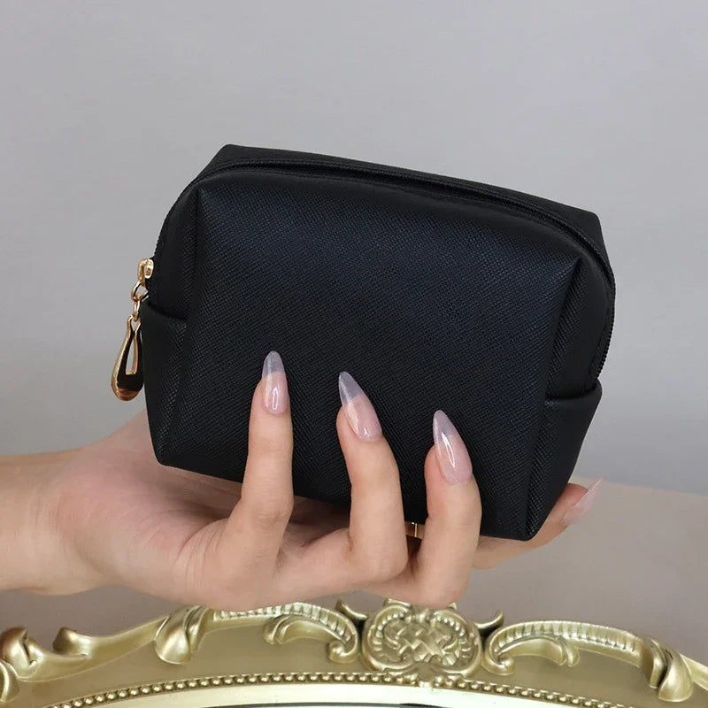 Mini PU Leather Makeup Bag – Compact Cosmetic Pouch for Purse & Travel