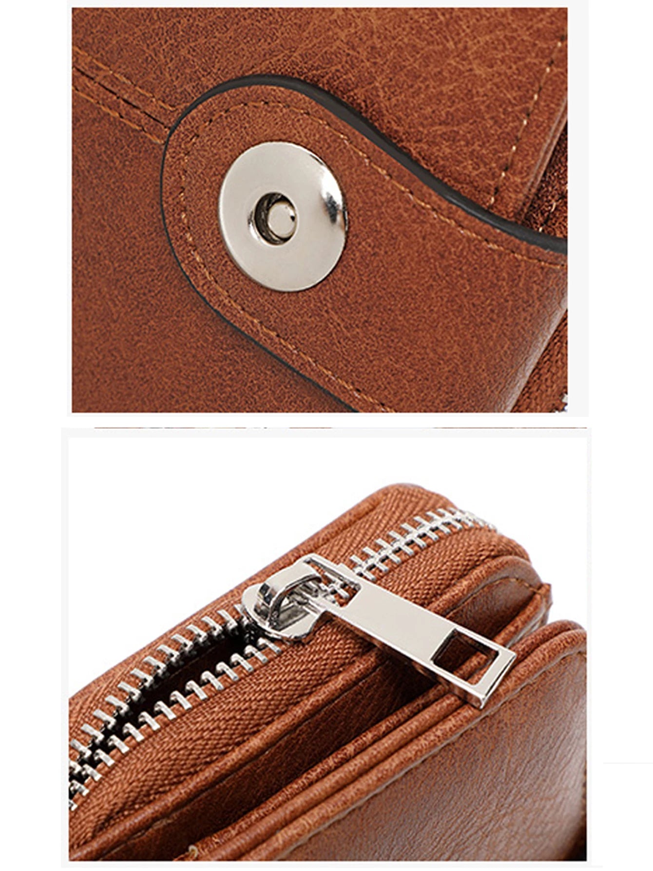 Vintage RFID Blocking Wallet – Short Zip Wallet with Card Slots for Women