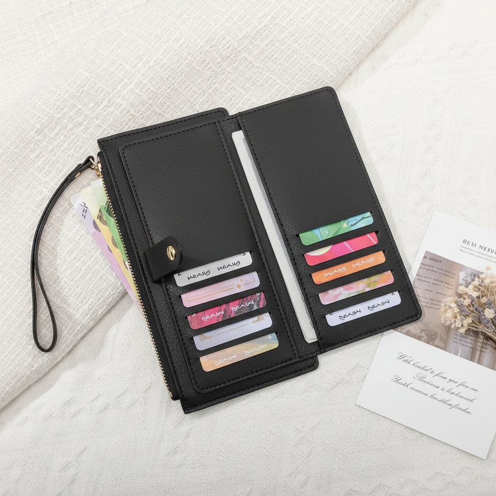 Slim Leather Card Wallet – Ultra Thin Minimalist Wallet with Zipper | Status Bags