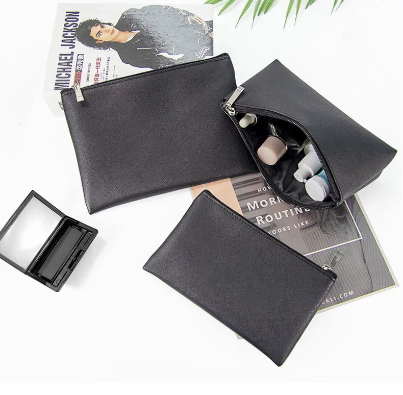 Saffiano PU Leather Makeup Bag – Personalized Monogram Cosmetic Pouch