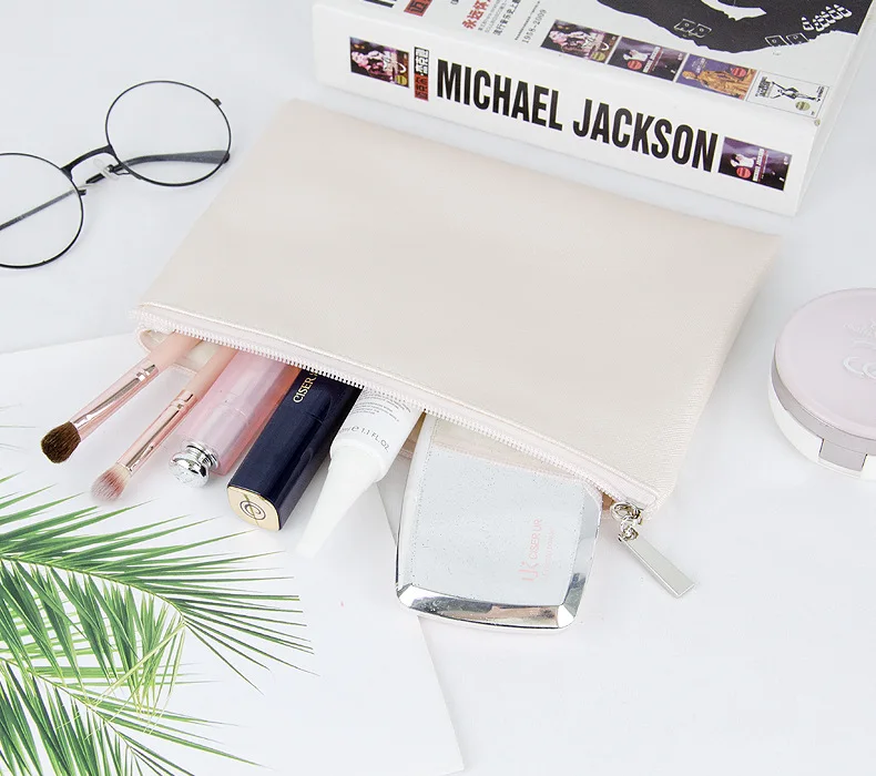 Saffiano PU Leather Makeup Bag – Personalized Monogram Cosmetic Pouch